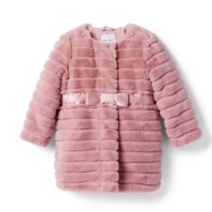 NWOT JANIE AND JACK Faux Fur Bow Coat